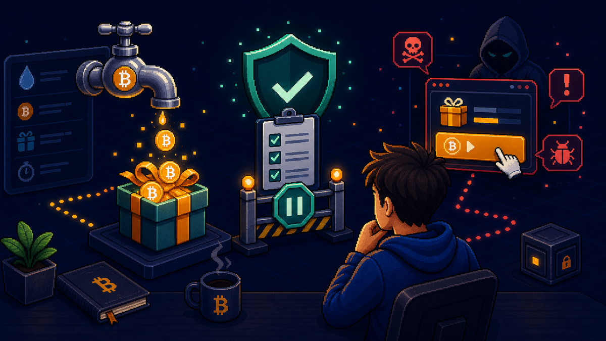 Beginner checking Bitcoin faucet risks before claiming free BTC