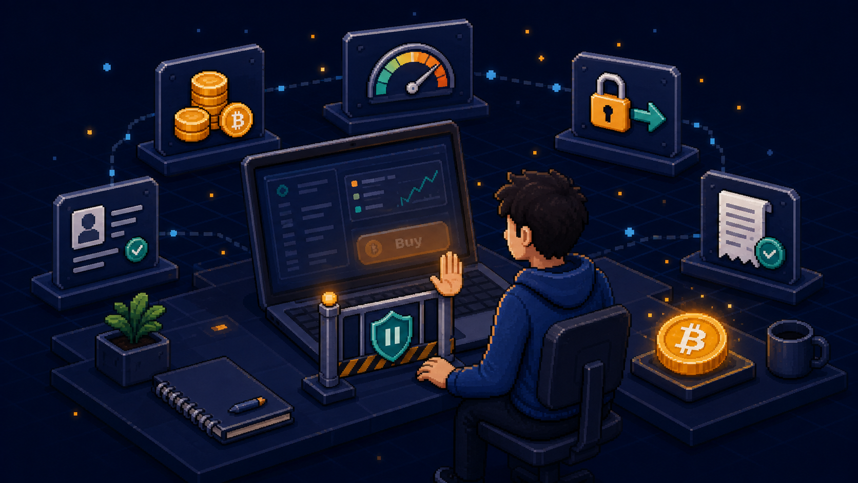 Beginner reading Bitcoin buying rules before clicking buy.