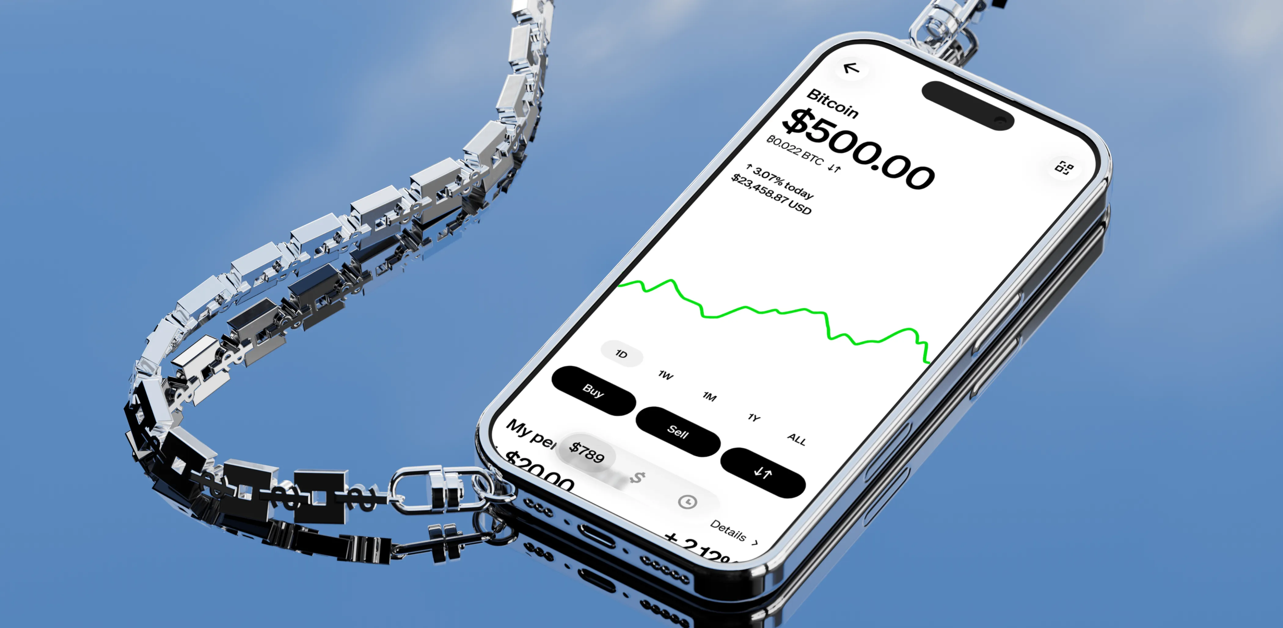 Official Cash App Bitcoin page image showing the Bitcoin screen with Buy and Sell controls.