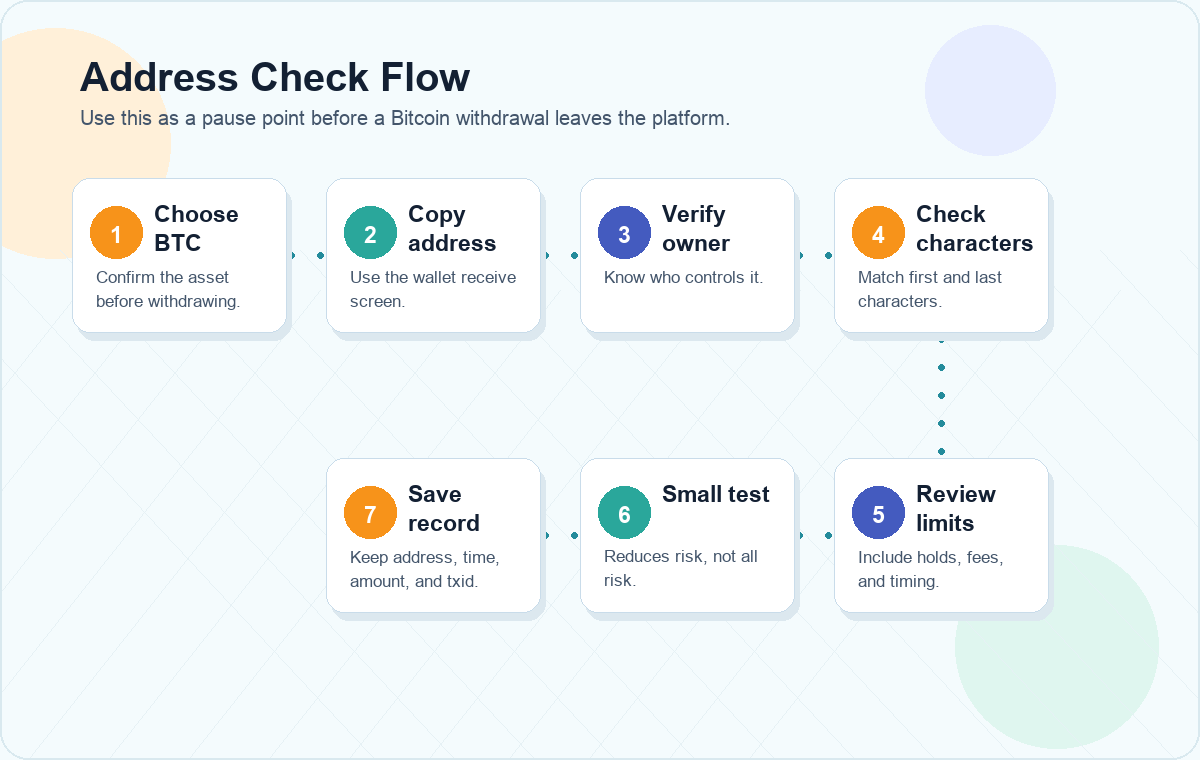 Bitcoin withdrawal address check flow for beginners